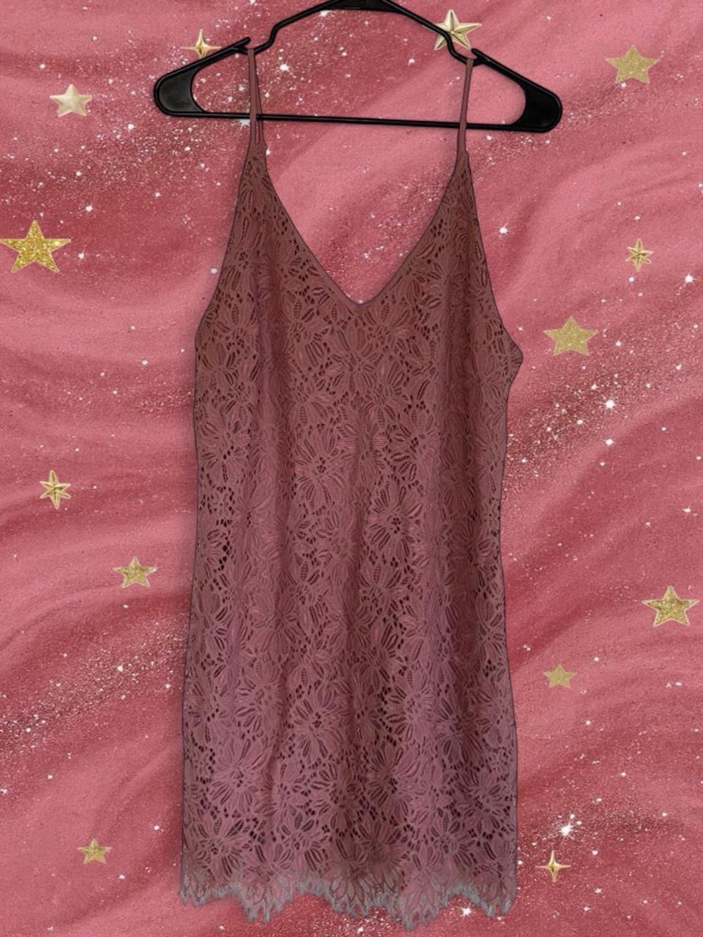 Speechless Mauve Lace Slip Dress with V-Neck